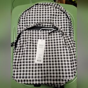 Baggu Large Backpack Black And White Gingham Nwt